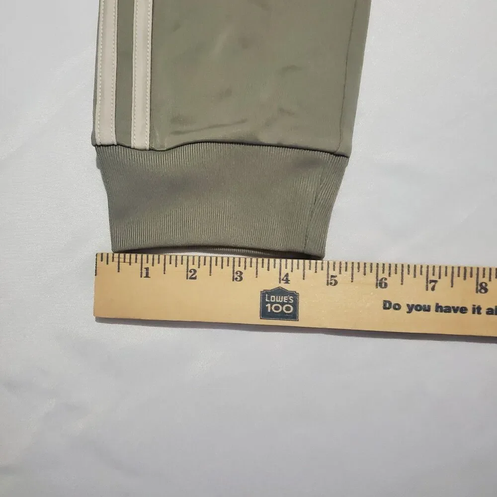 Adidas Kids Jogger Track Pants Size M 10/12 Khaki 3-Stripe Gym Workout